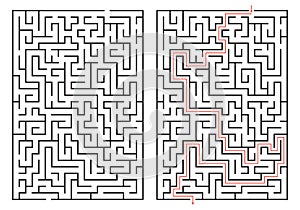 Labyrinth game. Maze or puzzle design. Find the way and right solution for exit. Vector illustration